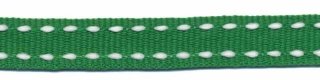 Grasgroen-wit stippel grosgrain/ribsband 10 mm (ca. 25 m)