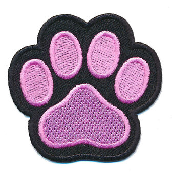 Opstrijkbare applicatie pootafdruk poes of hond roze (5 stuks)