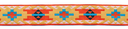 Sierband Inca-stijl geel-wit-blauw-oranje 25 mm (ca. 22 m)