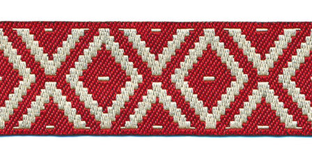 Sierband jacquard stijl rood-wit 25 mm (ca. 22 m)