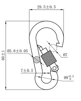 Karabijnhaak met schroefsluiting 6x60mm RVS (1 stuk)