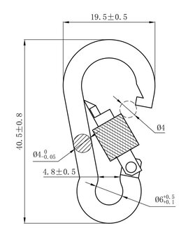 Karabijnhaak met schroefsluiting 4x40mm RVS (1 stuk)