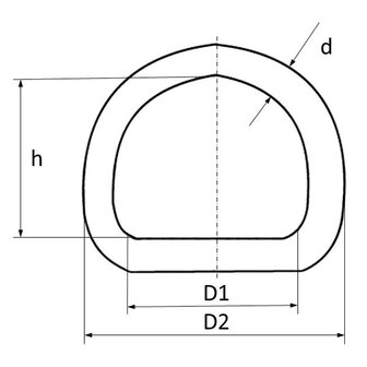 Metalen D-ring zilverkleurig gelast 25 x 4,0 mm RVS (1 stuk)