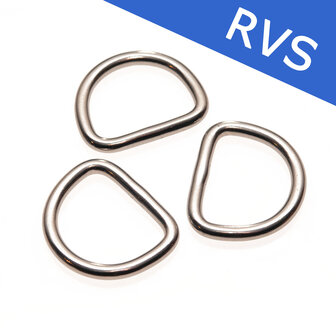 Metalen D-ring zilverkleurig gelast 25 x 4,0 mm RVS (1 stuk)