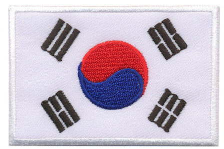 Opstrijkbare applicatie vlag Zuid Korea L (5 stuks)