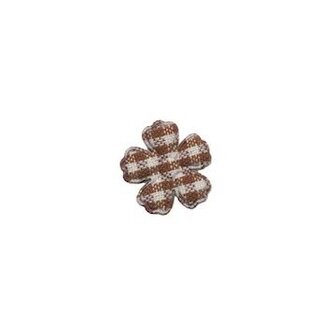 Applicatie geruite bloem bruin-wit mini 15 mm (ca. 100 stuks)