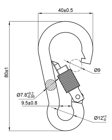 Karabijnhaak met schroefsluiting 8x80mm RVS (1 stuk)